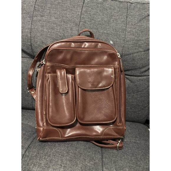 Leather Backpack Bag Water Repellent Shoulder Bag Student travel daily packBrown - Picture 1 of 12